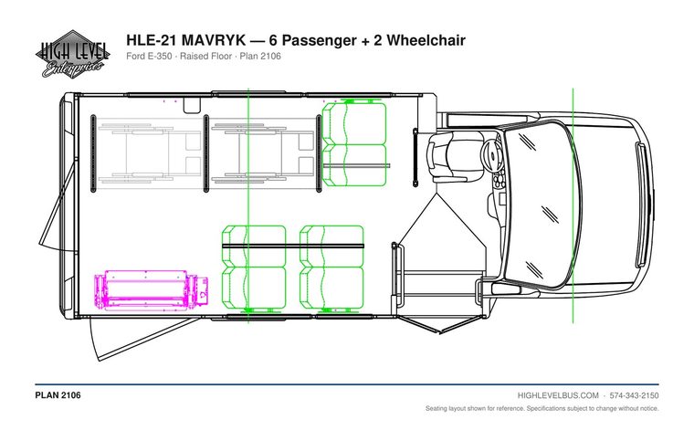 MAVRYK — 6 Passenger + 2 Wheelchair seating layout