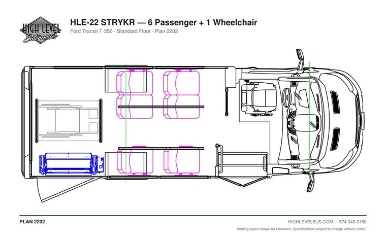 STRYKR — 6 Passenger + 1 Wheelchair seating layout