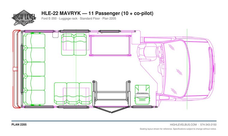 MAVRYK — 11 Passenger (10 + co-pilot) seating layout