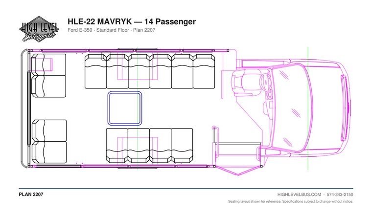 MAVRYK — 14 Passenger seating layout