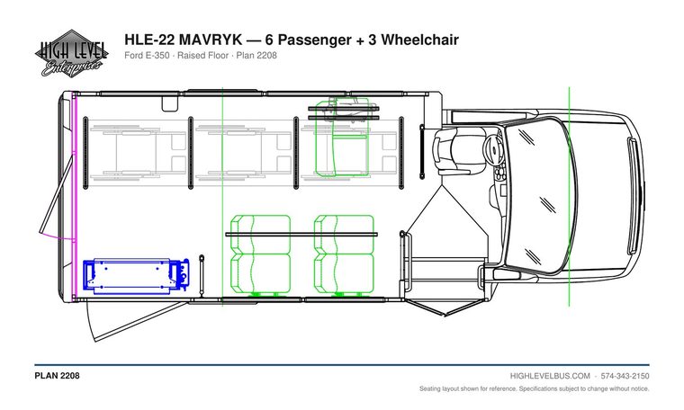 MAVRYK — 6 Passenger + 3 Wheelchair seating layout