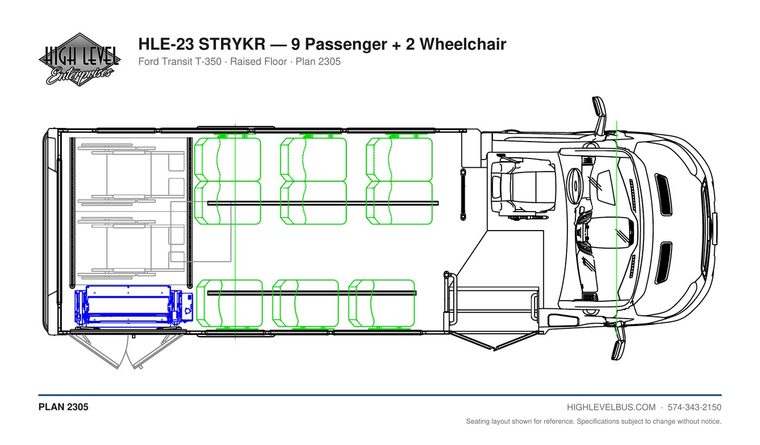 STRYKR — 9 Passenger + 2 Wheelchair seating layout