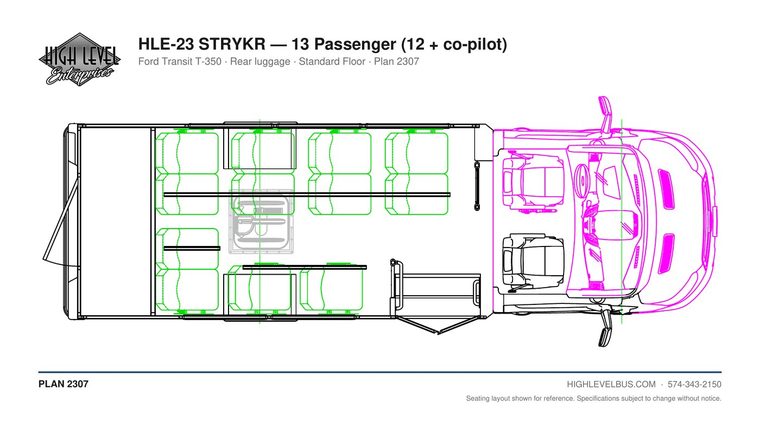 STRYKR — 13 Passenger (12 + co-pilot) seating layout