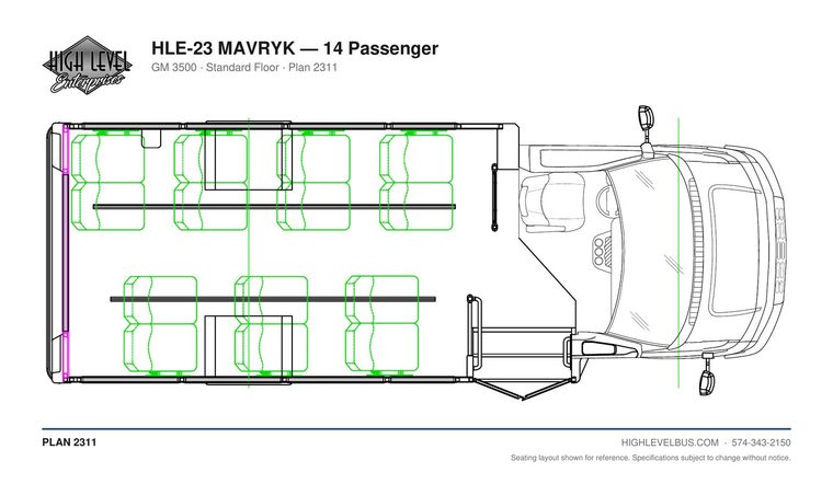 MAVRYK — 14 Passenger seating layout