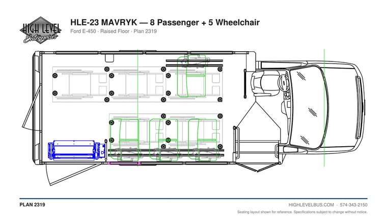 MAVRYK — 8 Passenger + 5 Wheelchair seating layout