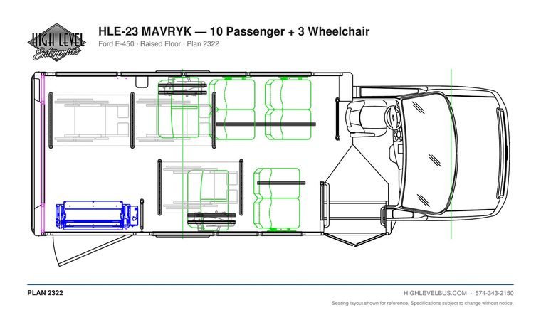 MAVRYK — 10 Passenger + 3 Wheelchair seating layout