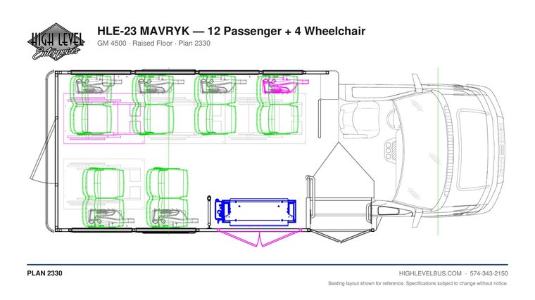 MAVRYK — 12 Passenger + 4 Wheelchair seating layout