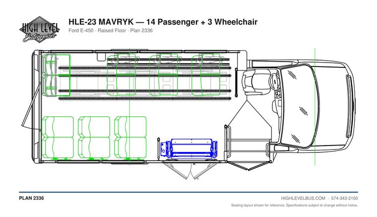 MAVRYK — 14 Passenger + 3 Wheelchair seating layout