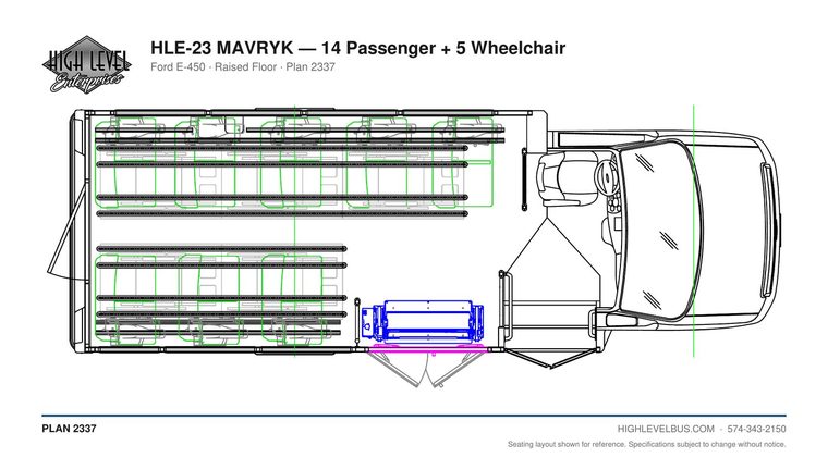 MAVRYK — 14 Passenger + 5 Wheelchair seating layout