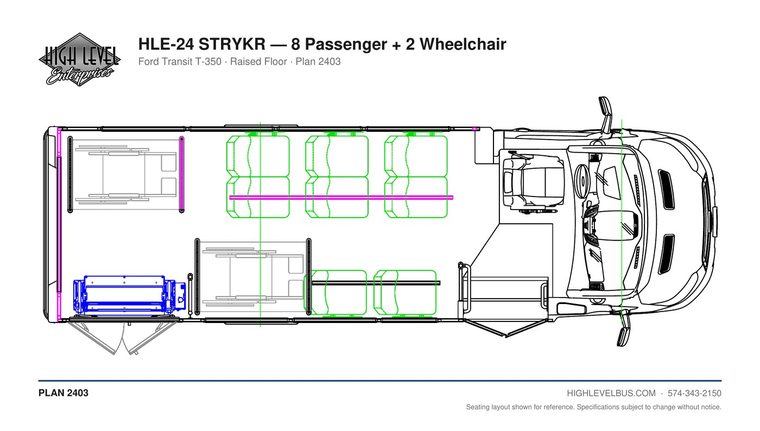 STRYKR — 8 Passenger + 2 Wheelchair seating layout