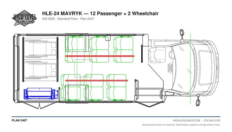 MAVRYK — 12 Passenger + 2 Wheelchair seating layout