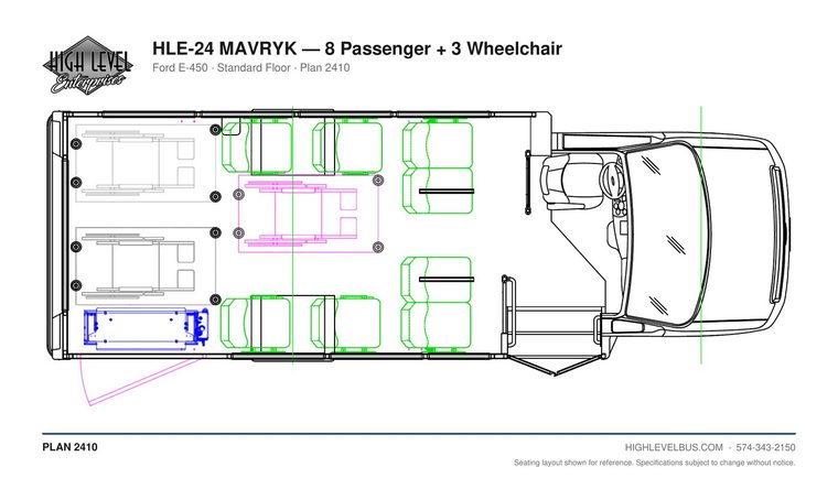 MAVRYK — 8 Passenger + 3 Wheelchair seating layout