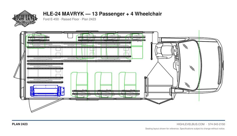 MAVRYK — 13 Passenger + 4 Wheelchair seating layout