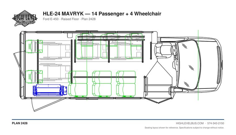MAVRYK — 14 Passenger + 4 Wheelchair seating layout