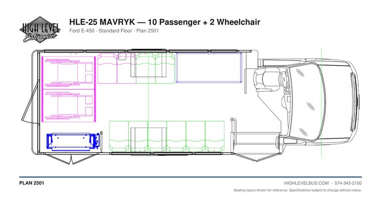 MAVRYK — 10 Passenger + 2 Wheelchair seating layout