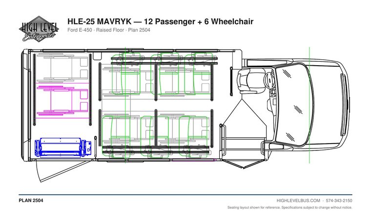 MAVRYK — 12 Passenger + 6 Wheelchair seating layout
