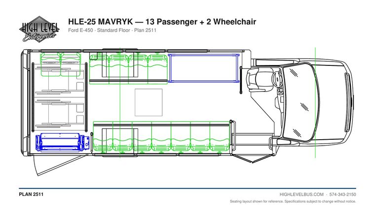 MAVRYK — 13 Passenger + 2 Wheelchair seating layout