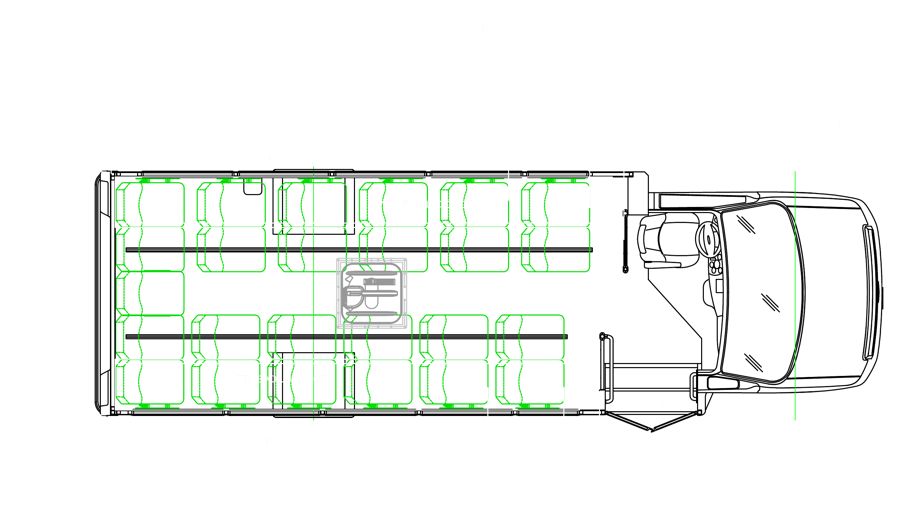 HLE-26 MAVRYK seating layout — 25 Passenger + Overhead Luggage