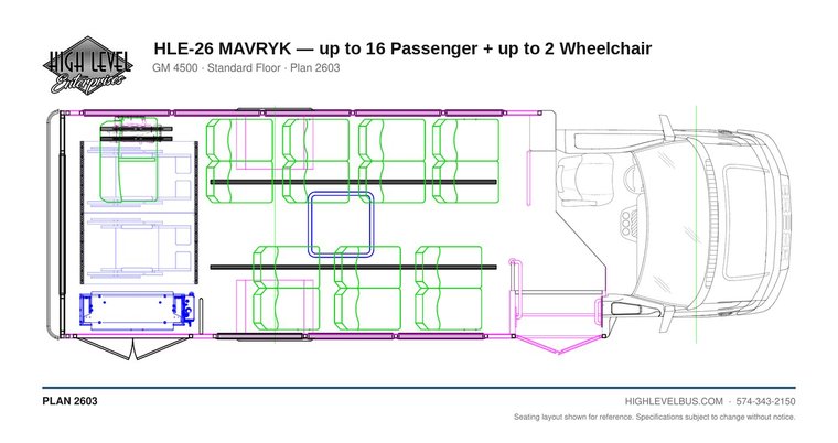 MAVRYK — up to 16 Passenger + up to 2 Wheelchair seating layout
