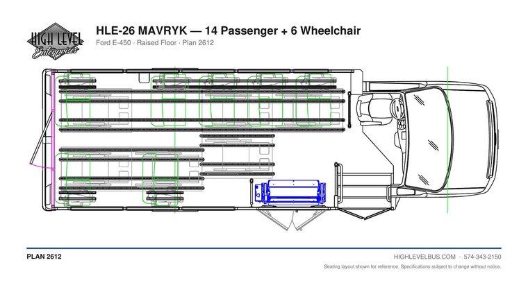MAVRYK — 14 Passenger + 6 Wheelchair seating layout