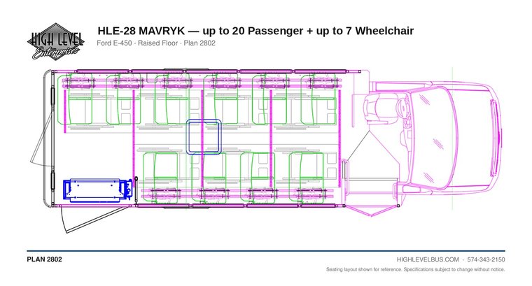 MAVRYK — up to 20 Passenger + up to 7 Wheelchair seating layout