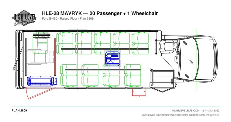 MAVRYK — 20 Passenger + 1 Wheelchair seating layout