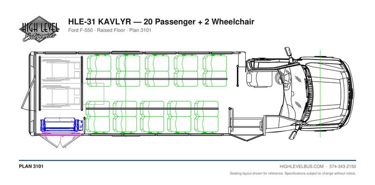 KAVLYR — 20 Passenger + 2 Wheelchair seating layout