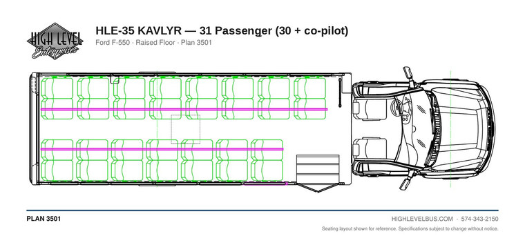 KAVLYR — 31 Passenger (30 + co-pilot) seating layout