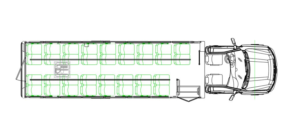 HLE-36 KAVLYR seating layout — 34 Passenger