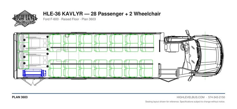 KAVLYR — 28 Passenger + 2 Wheelchair seating layout