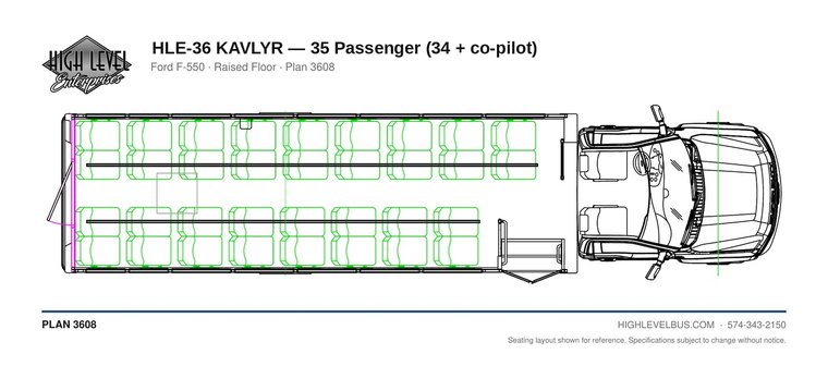 KAVLYR — 35 Passenger (34 + co-pilot) seating layout