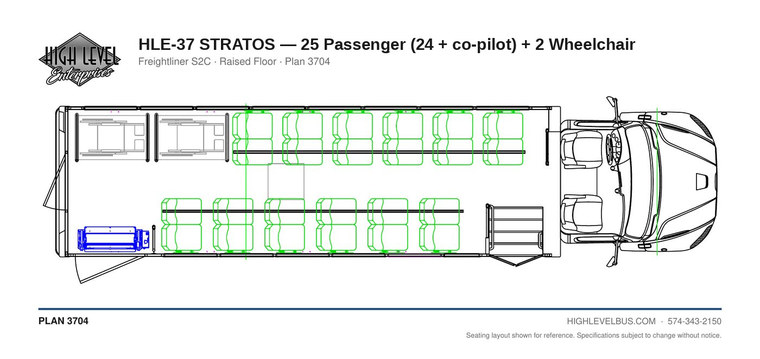 STRATOS — 25 Passenger (24 + co-pilot) + 2 Wheelchair seating layout