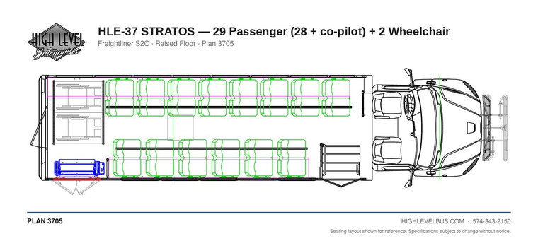 STRATOS — 29 Passenger (28 + co-pilot) + 2 Wheelchair seating layout