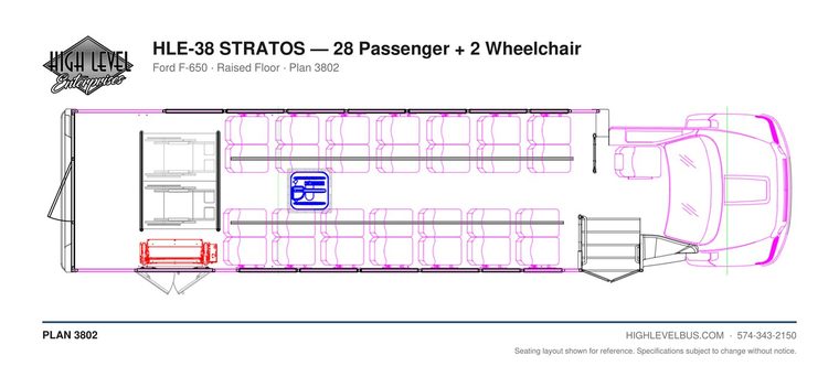 STRATOS — 28 Passenger + 2 Wheelchair seating layout