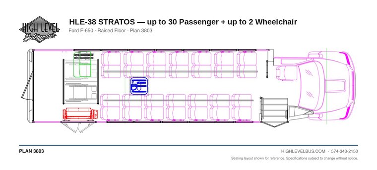 STRATOS — up to 30 Passenger + up to 2 Wheelchair seating layout