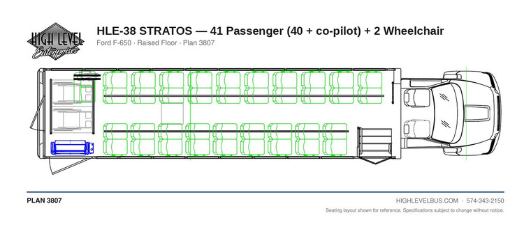STRATOS — 41 Passenger (40 + co-pilot) + 2 Wheelchair seating layout