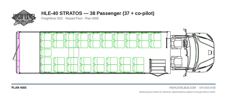 STRATOS — 38 Passenger (37 + co-pilot) seating layout