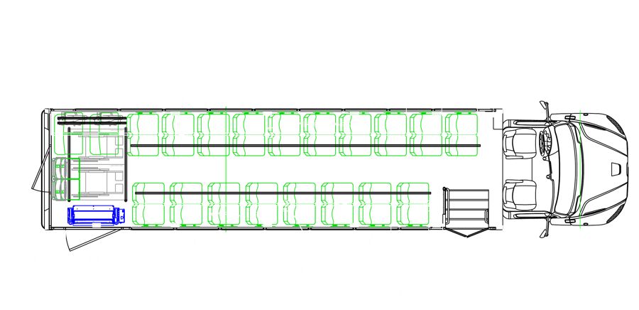 HLE-41 STRATOS seating layout — 42 Passenger + 2 Wheelchair