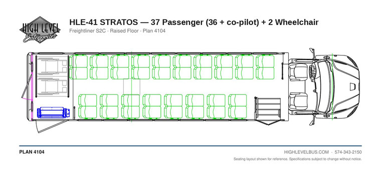 STRATOS — 37 Passenger (36 + co-pilot) + 2 Wheelchair seating layout