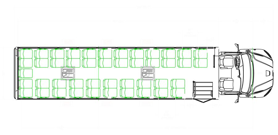 HLE-42 STRATOS seating layout — 45 Passenger