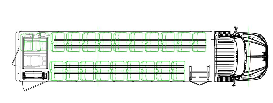 HLE-42 STRATOS seating layout — 42 Passenger + 2 Wheelchair