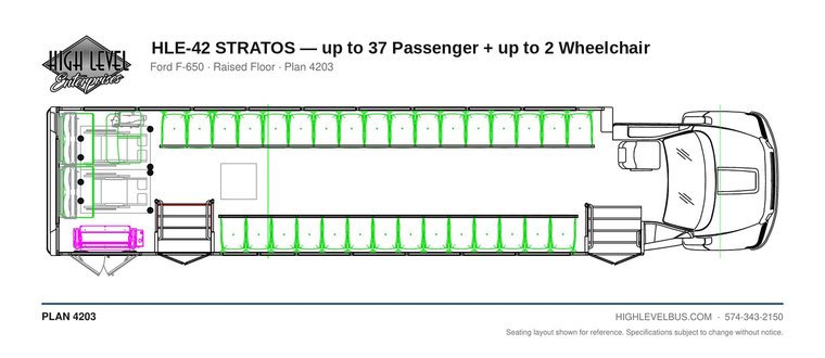 STRATOS — up to 37 Passenger + up to 2 Wheelchair seating layout