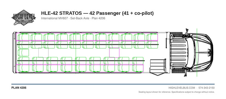 STRATOS — 42 Passenger (41 + co-pilot) seating layout
