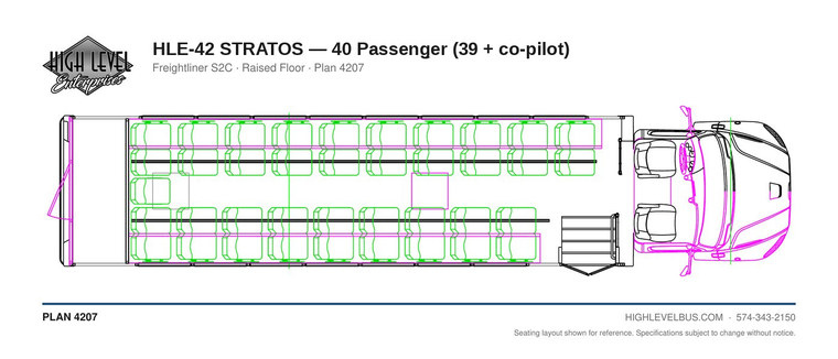 STRATOS — 40 Passenger (39 + co-pilot) seating layout