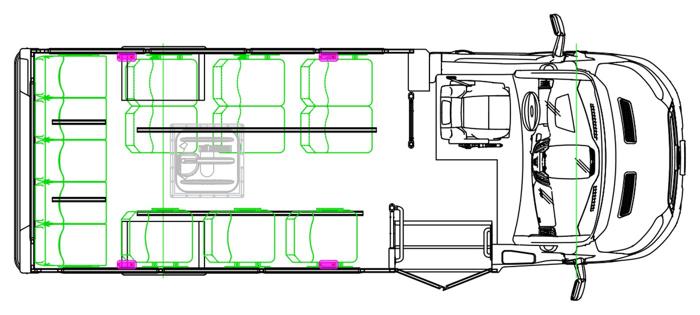 STRYKR seating layout — 14 Passenger