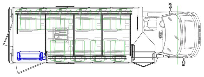MAVRYK seating layout — 20 Passenger + 7 Wheelchair
