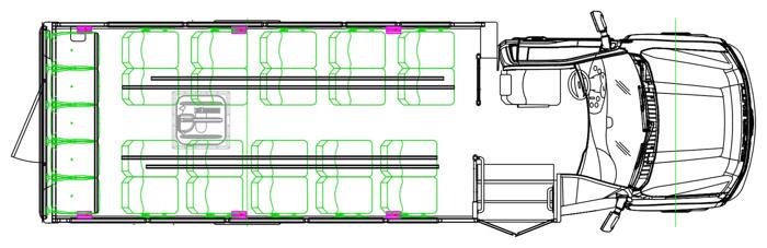KAVLYR seating layout — 25 Passenger